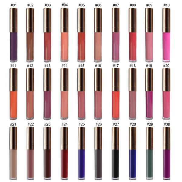 

wholesale cosmetics round rose gold waterproof velvet liquid lip gloss glaze 30 colors custom private label makeup lipsticks print no logo m