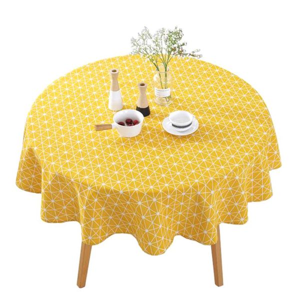 

table cloth cotton linen modern gray round cover tablecloths nordic style yellow chessboard home decorative cloths