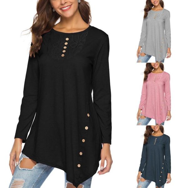 

maternity & tees fashion irregular womens and blouses casual round neck long sleeve female tunic autumn spring plus size shirts blu, White