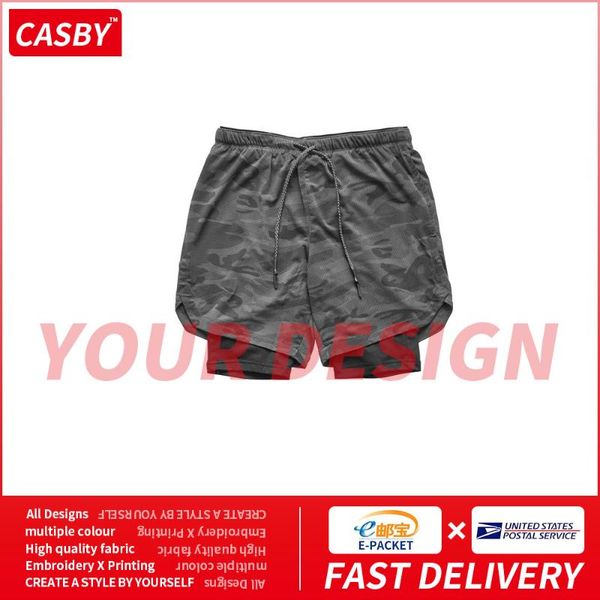 

quick drying men casual shorts simple custom graphic outdoor running clothing diy design print double sweatpants yb-dk009 men's, White;black
