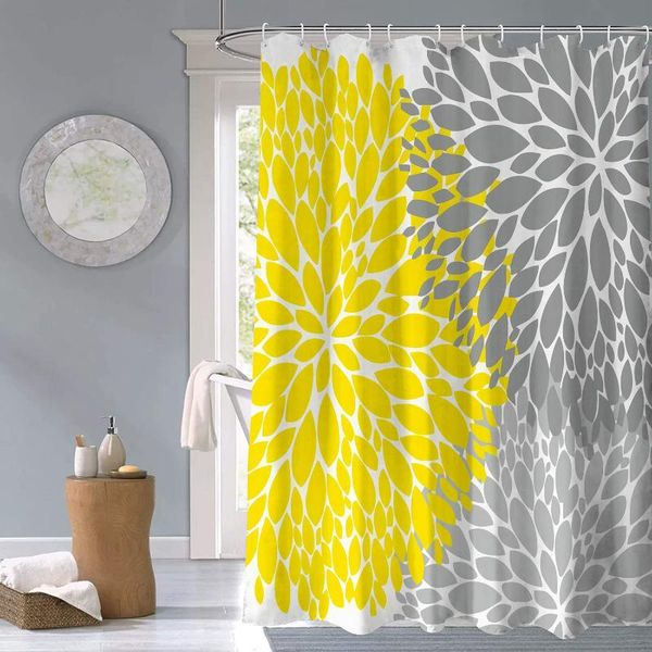 

shower curtains modern nordic style yellow geometric flower curtain windproof bathroom decoration home furnishing