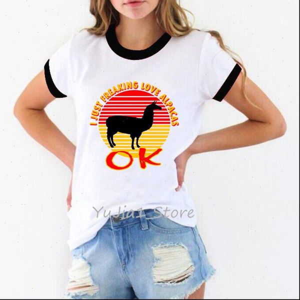 

i just freaking love alpacas women t shirt graphic tshirts llama animal lover birthday present femme kawaii clothes, White