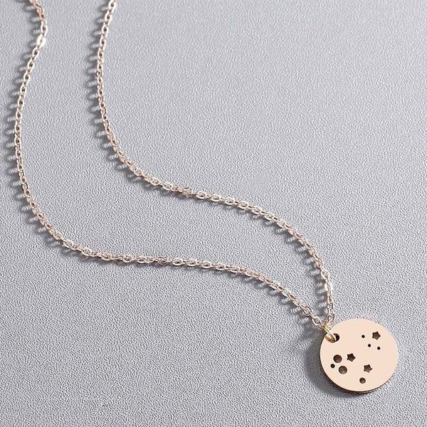 

chain necklace for women stainless steel fashion on the neck circle star moon necklaces rose gold pendants pendant, Silver