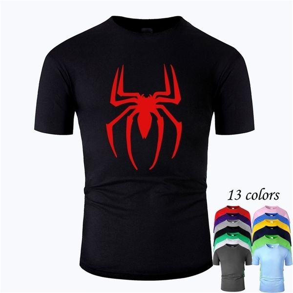 

cool spider line art o neck cotton t shirt men and woman summer short sleeve designed casual tee m01042 210409, White;black