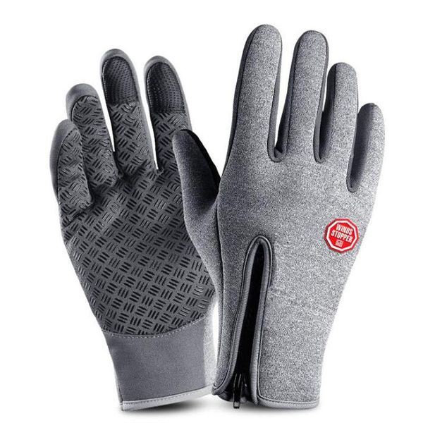 

cycling gloves grsrxx winter thermal fleece waterproof mtb keep warm outdoor sports touch screen snowboard, Black