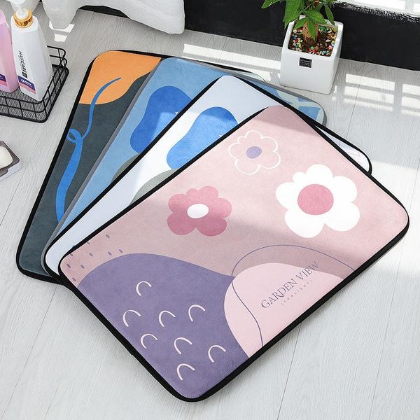 

household water-absorbent non-slip entry floor mats bathroom kitchen crystal velvet bath rug decoration