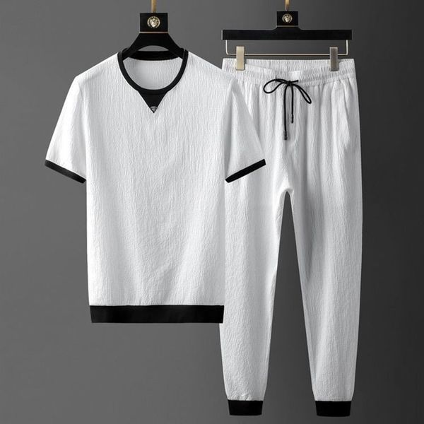 

light luxury fashion refrhing leisure short sve summer quick drying thin ice silk sportswear men's, Gray