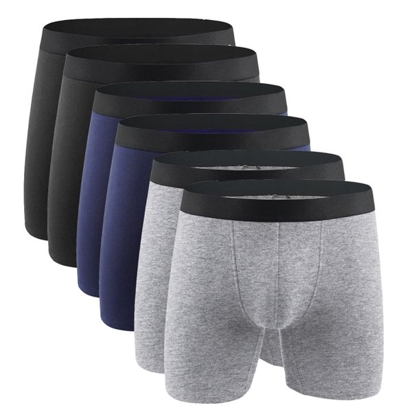 

cotton men's panties underwear boxer shorts long leg comfort men underpants male hombre boxer marca european size plus s-xxl 210826, Black;white