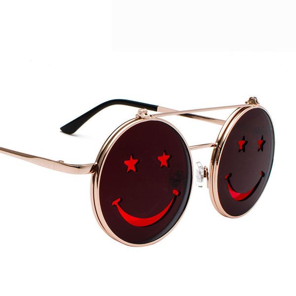 

2020 mode new clamshell smiley sunglasses punk retro cool fashion men brand shadeswholesale, Silver