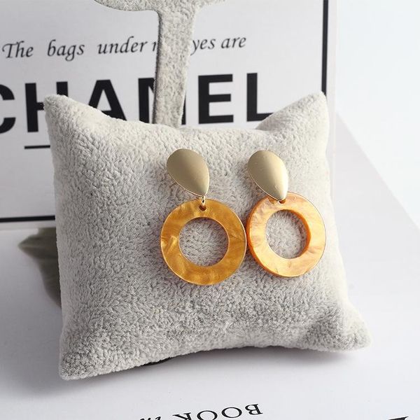 

retro cross-border explosions acrylic earrings metal compact cute goddess temperament acetate wholesale dangle & chandelier, Silver