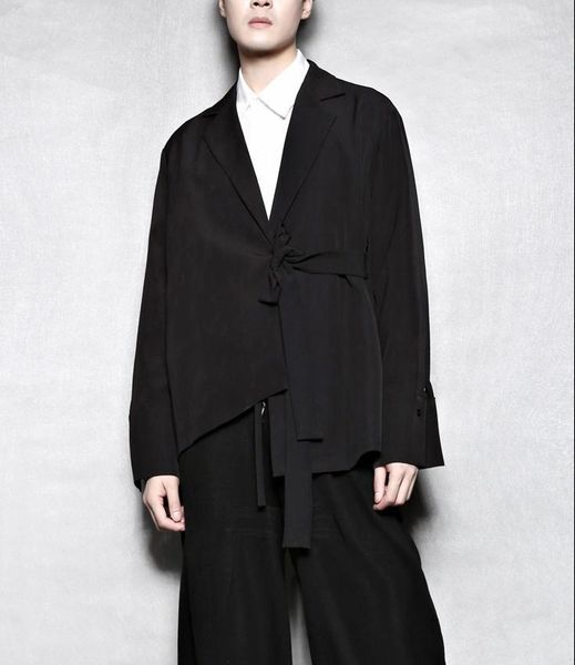 

men's trench coats autumn and winter original design dark french personality asymmetric coat elegant loose windbreaker, Tan;black