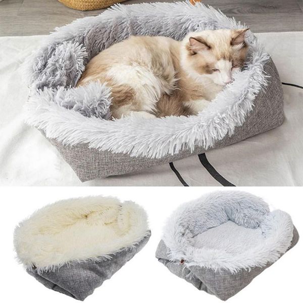

cat beds & furniture pet bed cage sleeping house nest fluffy fleece winter warm portable pets soft mats foldable washable mat