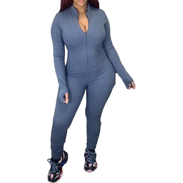 

women's jumpsuits & rompers bodysuit women 2021 plus size long sleeve romper zipper v collar stacked jumpsuit fitness workout active we, Black;white