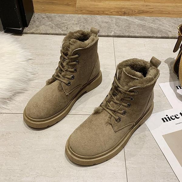 

boots winter women snow plush shoes soft short fashion black khaki ankle