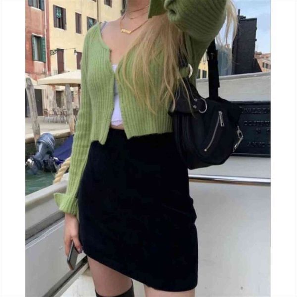 

zity women cardigan korean sweaters long sleeve crop green cardigans vintage knitted white, White;black
