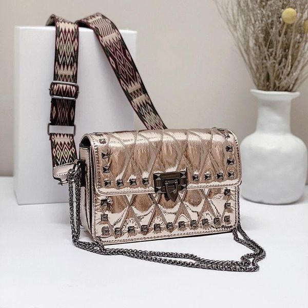 

rivets flap pu leather handbags fashion 2021 shoulder bag for women luxury solid color crossbody ladies handbag and purses cross body