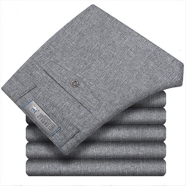 

yg6130 a1339 summer middle aged women pants linen leisure business casual high waisted straight trousers wholesale, Black