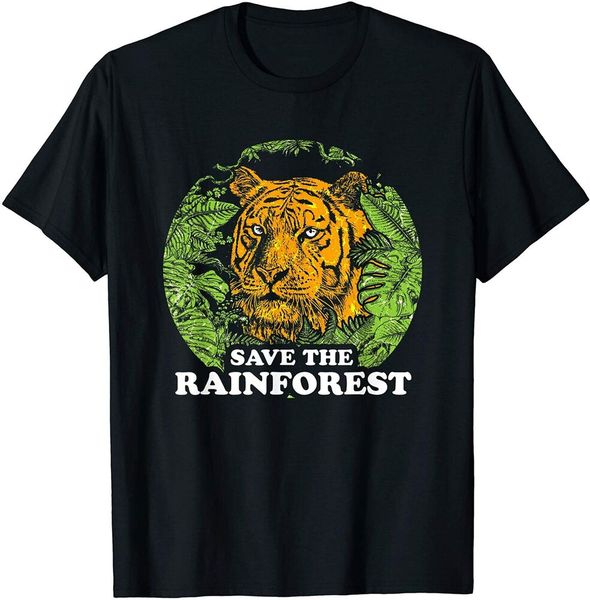 

earth day save the rainforest tiger jungle vintage t-shirt men boys t-shirt, White;black