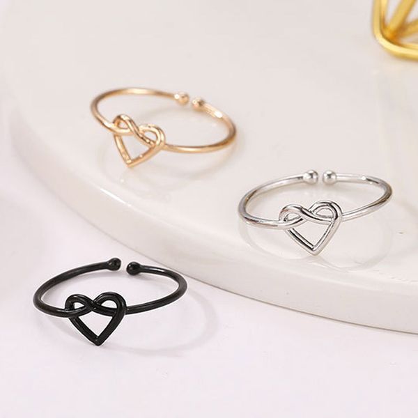 

fashion heart shaped open adjustable wedding rings cross hollow out knot graceful bride heart ring couples valentines gift ka-21, Slivery;golden