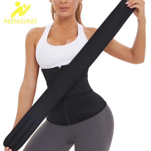 

waist support ningmi women slimming bandage wrap trainer exercise belt body shaper tummy shapewear trimmer corset stretch bands, Black;gray