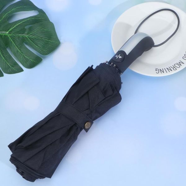 

umbrellas fashion automatic umbrella windproof three folding compact travel (black)