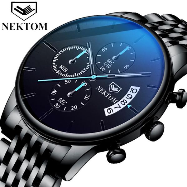 

wristwatches nektom men's watches fashion business with luminous date waterproof quartz for men relogio masculino, Slivery;brown