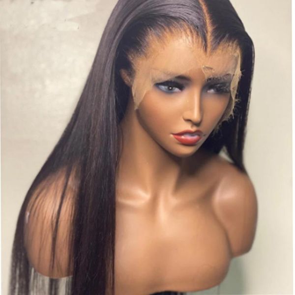 

synthetic wigs natural hairline glueless jet black color lace front wig with baby hair straight daily cosplay for women