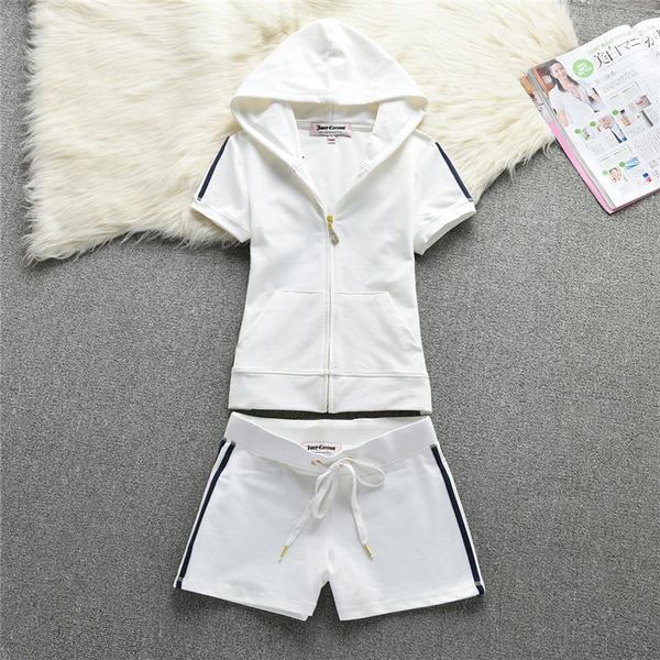 

women's tracksuits summer womens two peices set leisure outfits cotton hooded t-shirts high waist shorts candy color clothing girl s-2x, Gray