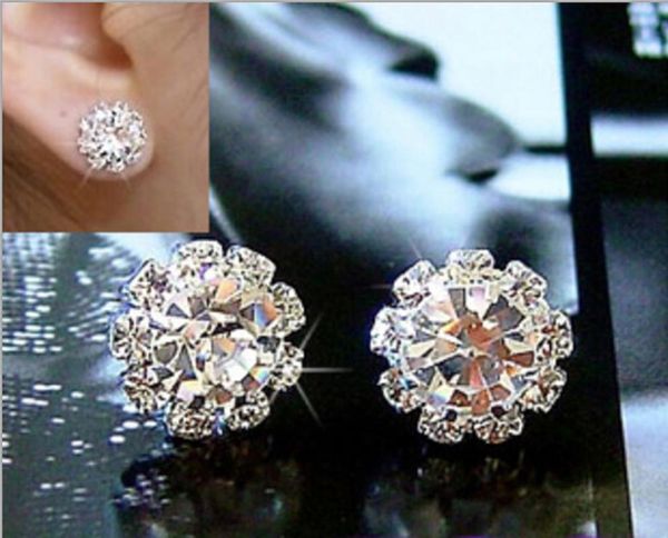 

stud 1pair fashion earrings for women spherical flower crystal, Golden;silver