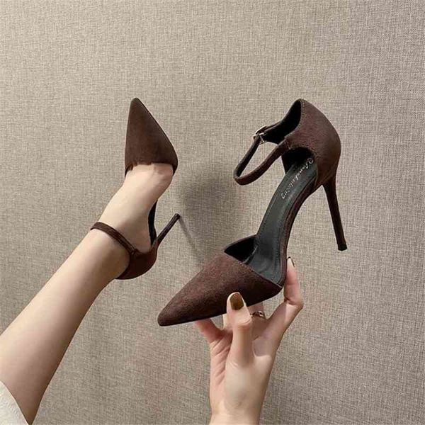 

sandals women high heels 10cm woman pumps ankle strap thin heel point toe party wedding shoes for ladies 6cm 8cm stilettos fu, Black