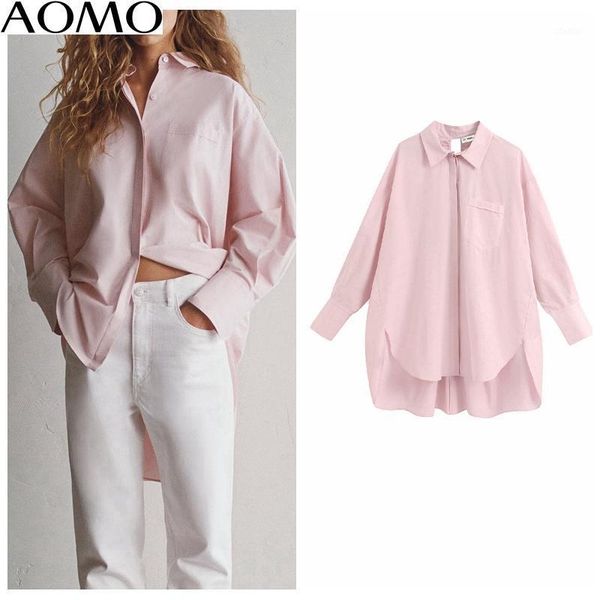 

blusas mujer de moda 2021 retro oversized pink blouse korean style long sleeve pockets female backless shirt be355a women's blouses & s, White