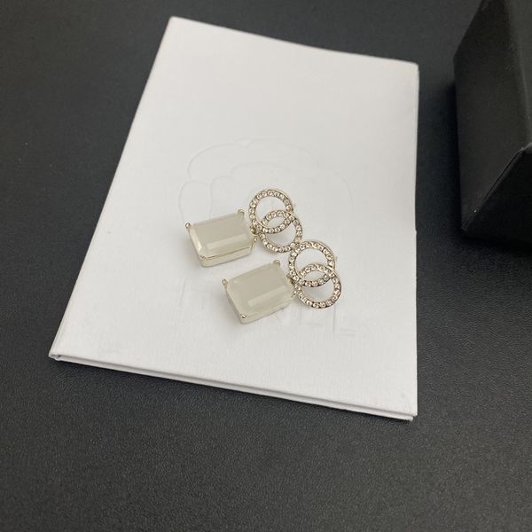 

design jewelry square rock sugar white small fragrant medieval zircon 925 silver needle earrings wind fashion earrings, Golden