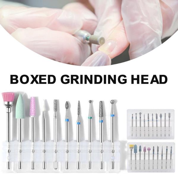 

nail art kits drill bits set 10pcs cuticle remover with storage box for manicure home salon