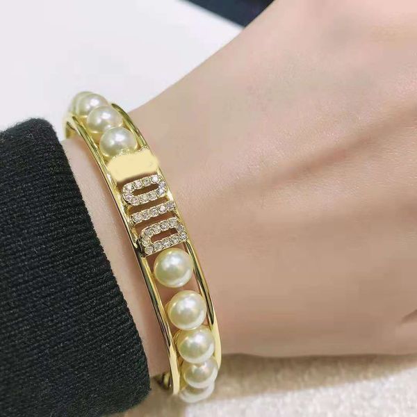 

luxury jewelry new letter pearl bracelet, Black