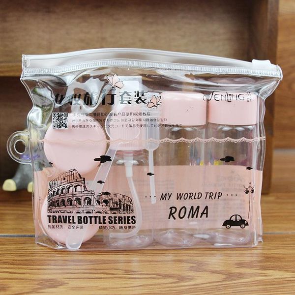 

7pc/set travel mini makeup cosmetic face cream pot bottles plastic transparent empty make up container bottle accessorie storage & jars