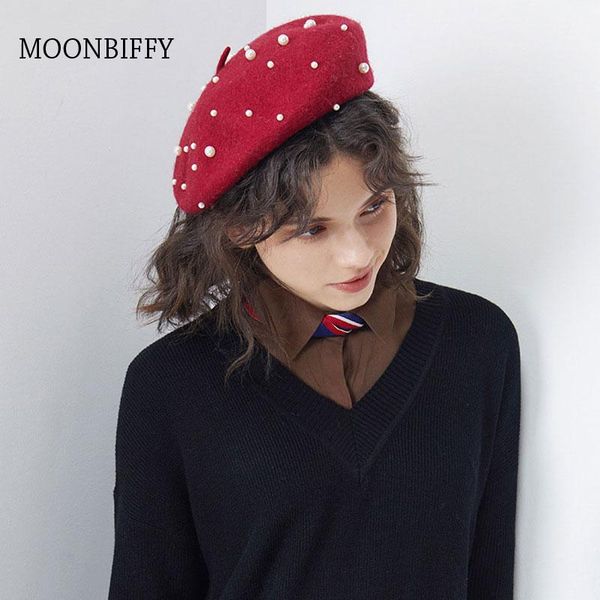 

berets women metal nail drill wool solid color hats female bonnet caps ladies autumn winter warm walking hat cap casquette, Blue;gray