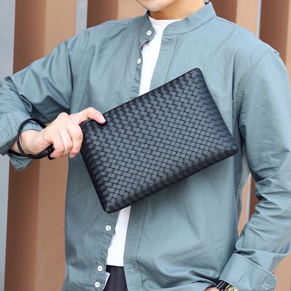 

wallet 2021 handbag soft leather woven men's envelope business leisure pu men, Red;black