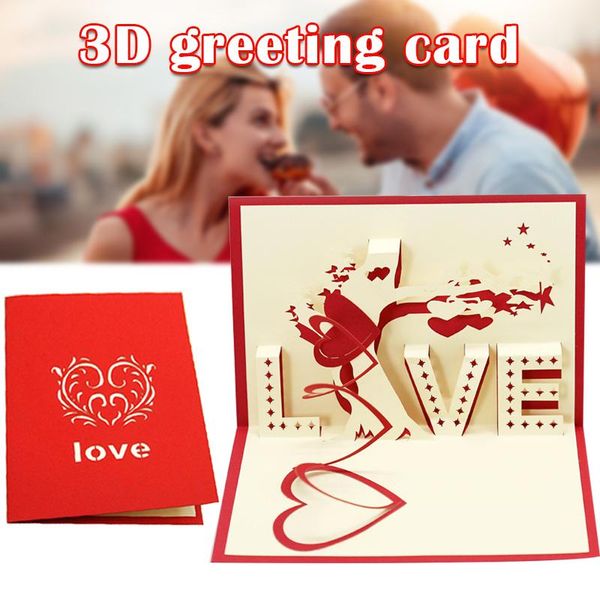 

greeting cards valentine's day card 3d pops-up sweet love heart & tree romantic handmade gifts for birthday anniversary pldi889