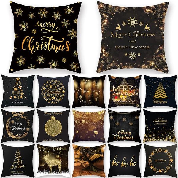 

cushion/decorative pillow 1pcs golden christmas tree deer santa claus pattern 45*45cm polyester cushion cover decorative sofa home decor pil