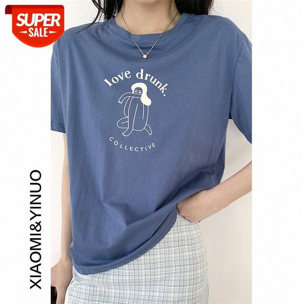 

[ou fan] 7903 short-sleeved t-shirt women korean loose student bottoming shirt #1t1m, Black;gray