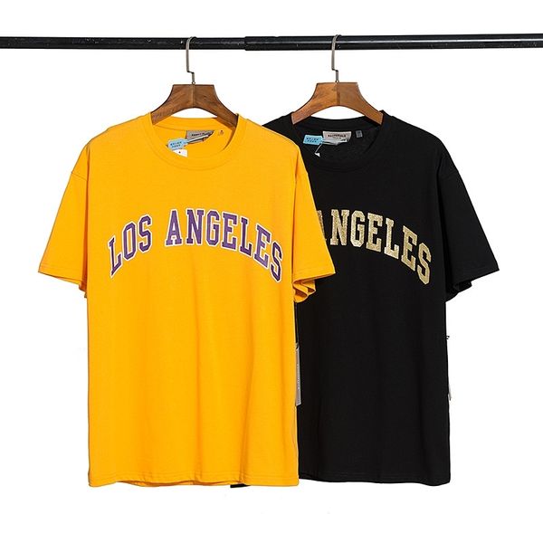

double thread essentials los angeles gilded short sleeve casual loose high street fog t-shirt, White;black