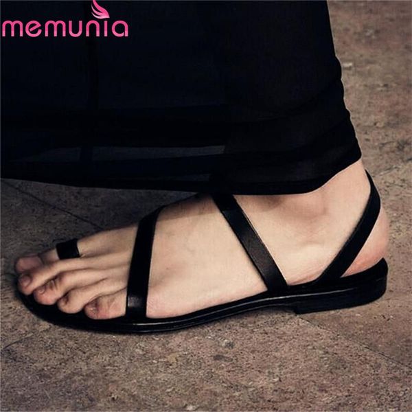 

fashion genuine leather sandals women rome shoes concise summer beach flip flops flat woman, Black