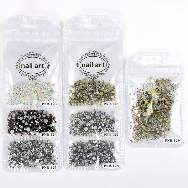 

g nail drill rhinestones for nails white a-b magic color 3d flat bottom charms crystals diamond mixed art decorations diy1, Silver;gold