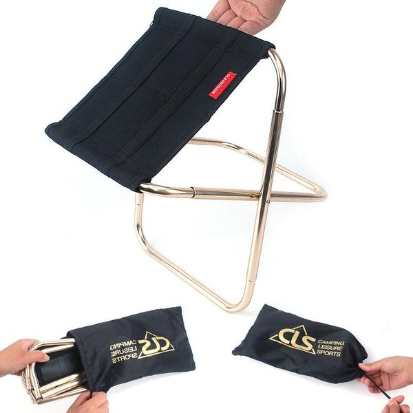 

folding portable outdoor fishing camping stools with oxford fabric aluminum alloy for garden,beach chair,travelling gold color camp furnitur