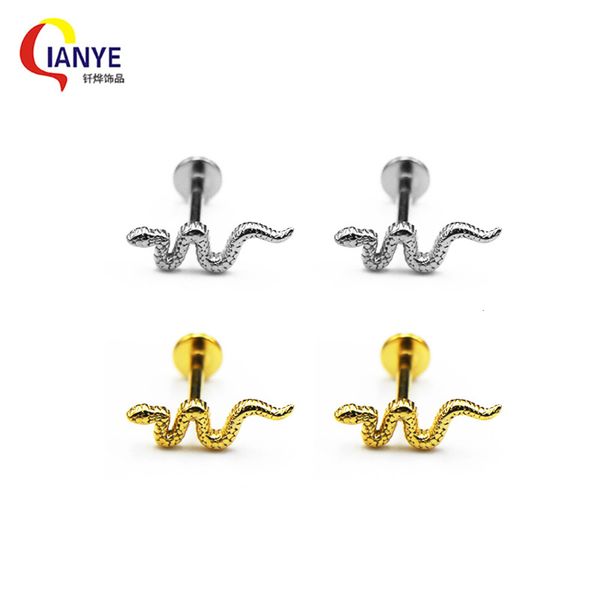 

316 stainless steel puncture jewelry snake shaped internal tooth lip nail ear bone