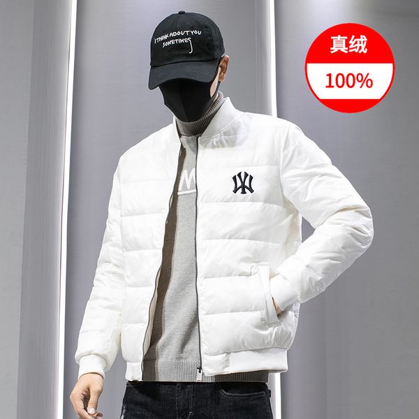 

2020 men's autumn and winter thin stand collar down jacket short korean casual baseball jacket trendy brand, Black