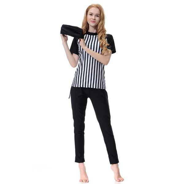 

swim wear stripe muslim woman swimsuit spandex high elastic islamic borkini