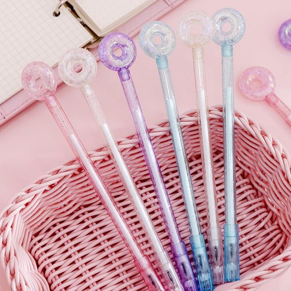 

gel pens korean cute crystal donut pen student examination black ink office supplies