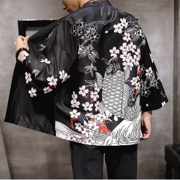 

traditional japanese kimonos cardigan men haori thin loose summer japanese kimono yukata asian clothes new mens kimono 10806, Red
