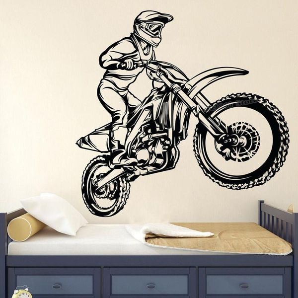 

wall stickers motorcycle motorcyclist decal racing bike motocross sticker motorcross jumping art room decor design b715